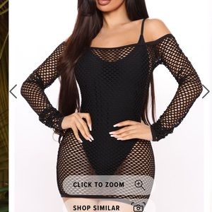 Black fishnet swim cover up dress